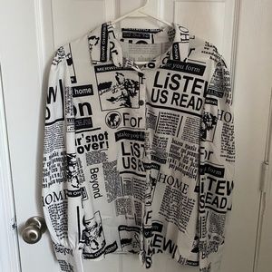 Newspaper Print Blouse